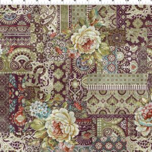 Carpet Bag Romance by Jason Yenter for In The Beginning Fabrics 3CBR-2 Red Carpet sold by the 1/2 yd.