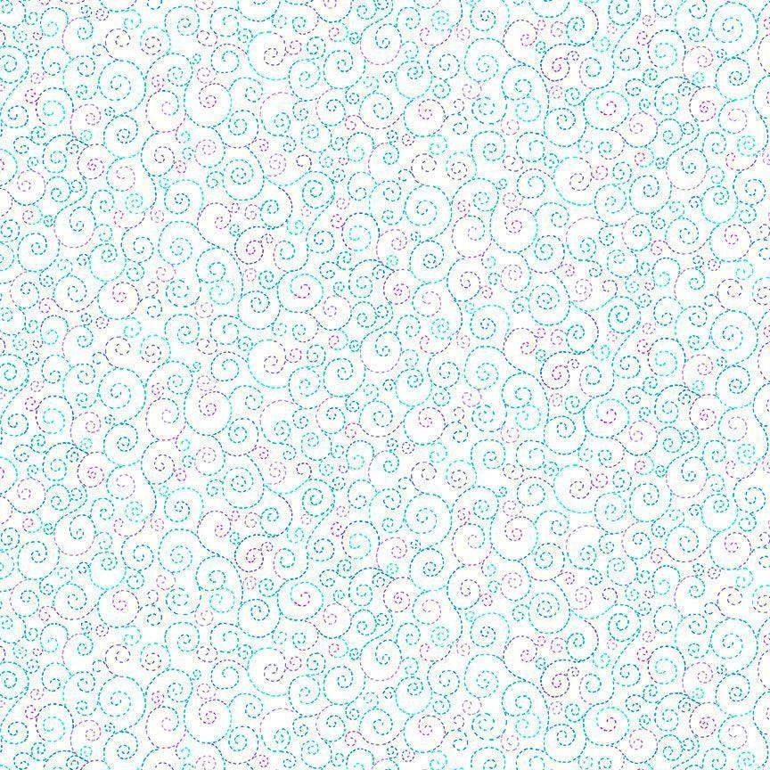Indigo Garden Swirls by Timeless Treasures CD3419 White one yard 31" remnant