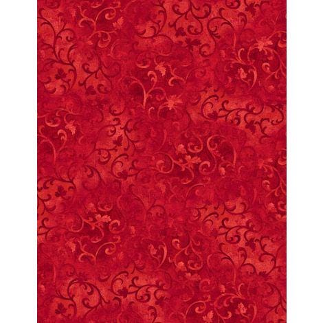 Essentials Scroll by Wilmington Prints 1077 89025-333 Bright Red sold by the 1/2 yd.