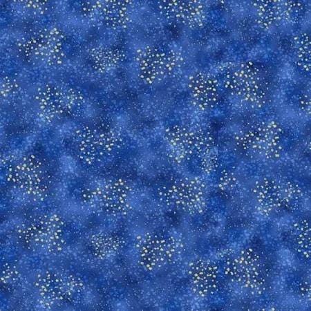 Graceful Garden by Hoffman S7734-18G Royal Blue/Gold sold by 1/2 yd