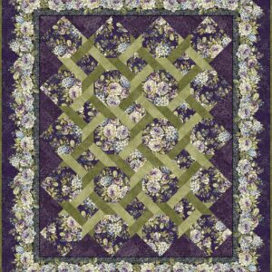 Carpet Bag Romance Garden Twist Quilt Kit Purple by Jason Yenter for In The Beginning Lap/Wall size 64"X75" Pattern Included
