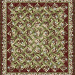 Carpet Bag Romance Garden Twist Queen Quilt Kit Red by Jason Yenter for In The Beginning Queen Size 98"X109" Pattern Included