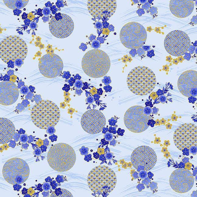 Moonlight Blossom Geo Metallic by Chong-a Hwang for Timeless Treasures LOTUS-CM3987 Dove sold by the 1/2 yd.