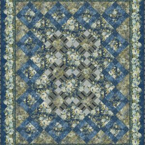 Carpet Bag Romance Queen Quilt Kit Blue by Jason Yenter for In The Beginning 86-1/2"X103-1/2" Pattern Included