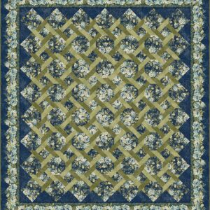 Carpet Bag Romance Garden Twist Quilt Kit Blue by Jason Yenter for In The Beginning Queen Size 98"X109" Pattern Included