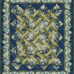 Carpet Bag Romance Garden Twist Quilt Kit Blue by Jason Yenter for In The Beginning Lap/Wall size 64"X75" Pattern Included