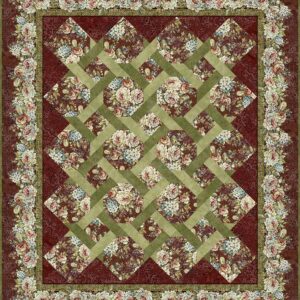 Carpet Bag Romance Garden Twist Quilt Kit Red by Jason Yenter for In The Beginning Lap/Wall size 64"X75" Pattern Included