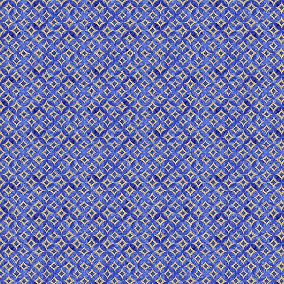 Moonlight Asian Geo Metallic by Chong-a Hwang for Timeless Treasures LOTUS-CM3989 Blue sold by the 1/2 yd.