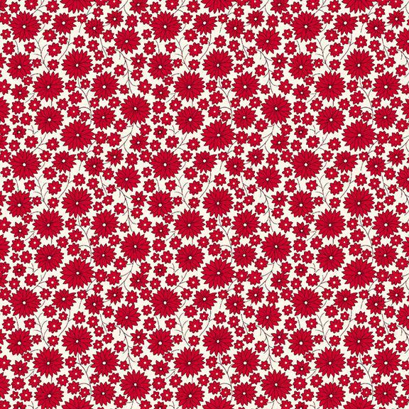 Aunt Grace Goes Scrappy Garden by Julie Rothermel for Marcus Fabrics R35 1525D Red sold by the 1/2 yd.