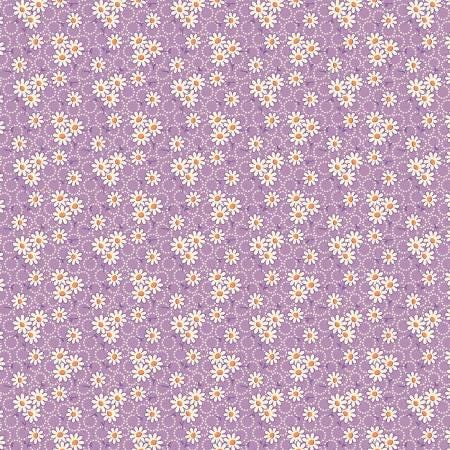 Aunt Grace Goes Scrappy by Julie Rothermel for Marcus Fabrics R35 1527D Lilac Daisy sold by the 1/2 yd.