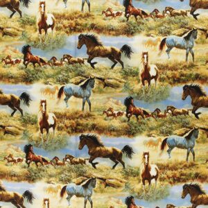 Horse in the prarie by David Textiles 3060-61-1 Multic sold by the 1/2 yd.