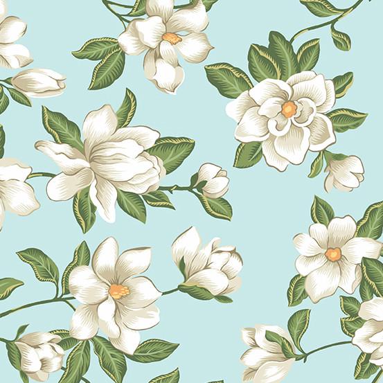 Magnolia by Andover Fabrics A854-LB Lt. Blue sold by the 1/2 yd.