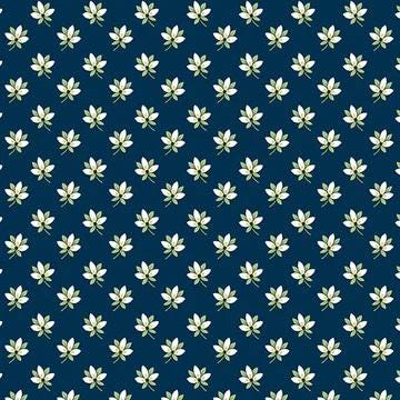 Magnolia by Andover Fabrics A856-B Blue sold by the 1/2 yd.