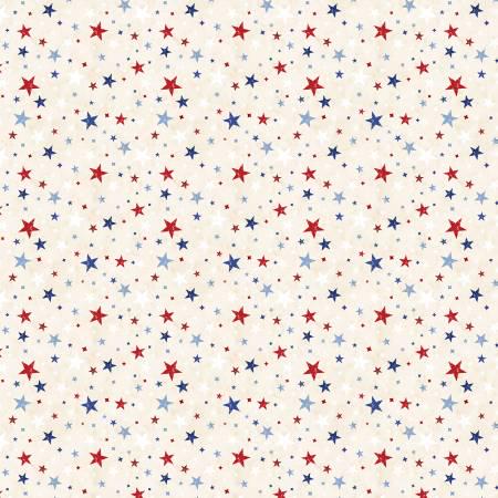 Founding Glory Star Toss by Jennifer Pugh for Wilmington Prints 49365-214 Cream sold by the 1/2 yd.