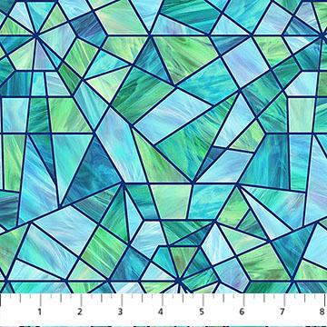 Risen Stained Glass by Deborah Edwards for Northcott Fabrics DP28661-64 Turquoise sold by the 1/2 yd.