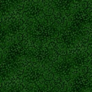 Essentials leafy Scrolls by Grace Pullen for Wilmington prints 26035-797 Med. Dk. Green sold by the 1/2 yd.