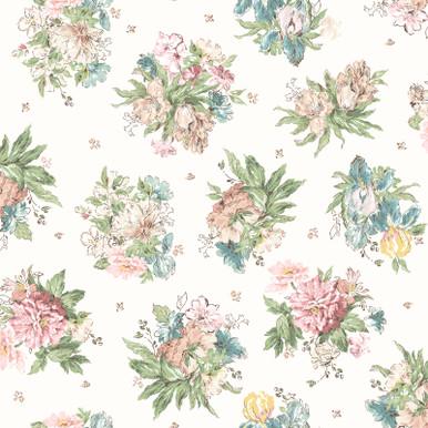 Terrace Blooms Bouquets by Maywood Studio MAS10821-White sold by the 1/2 yd.