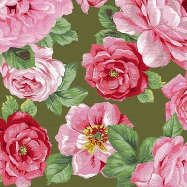 Spring Bouquet Rose with Stem by Paint Brush Studios PSF120-21570 Olive sold by the 1/2 yd.