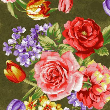 Spring Bouquet Bouquets by Paint Brush Studios PSF120-21563 Olive sold by the 1/2 yd.