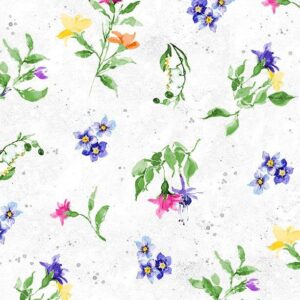 Floral Flutter by Susan Winget for Wilmington Prints 39911-976 Lg. Floral Toss Lt. Gray sold by the 1/2 yd.