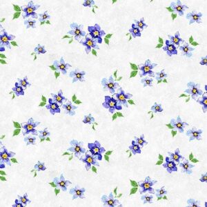 Floral Flutter by Susan Winget for Wilmington Prints 39913-967 Pansy Toss Lt. Gray  sold by the 1/2 yd.