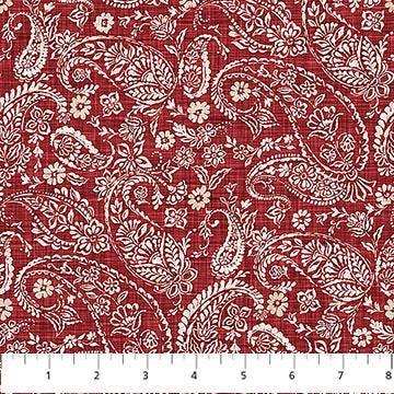 Farmhouse Sampler by Deborah Edwards for Northcott Fabrics 28607-24 Red Paisley sold by the 1/2 yd.
