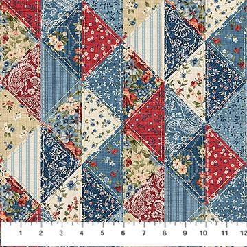 Farmhouse Sampler Patchwork by Deborah Edwards for Northcott Fabrics 28602-11 Cream Multi sold by the 1/2 yd.