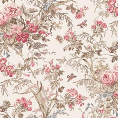 Meadow Blush Focal Floral by Maywood Studio MAS11130-White sold by the 1/2 yd.