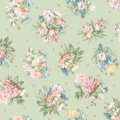 Terrace Blooms Bouquets by Maywood Studio MAS10821-Green sold by the 1/2 yd.