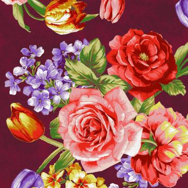 Spring Bouquet Bouquets by Paint Brush Studios PSF120-21564 Wine sold by the 1/2 yd.