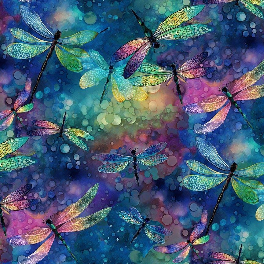 Dragonfly Illusion by Timeless Treasures CD3206 Fantasy sold by the 1/2 yd.