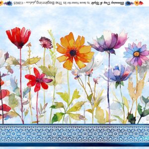 Blooming Day And Night by Jason Yenter for In The Beginning 1BDN-2 Blue sold by the 1/2 yd.