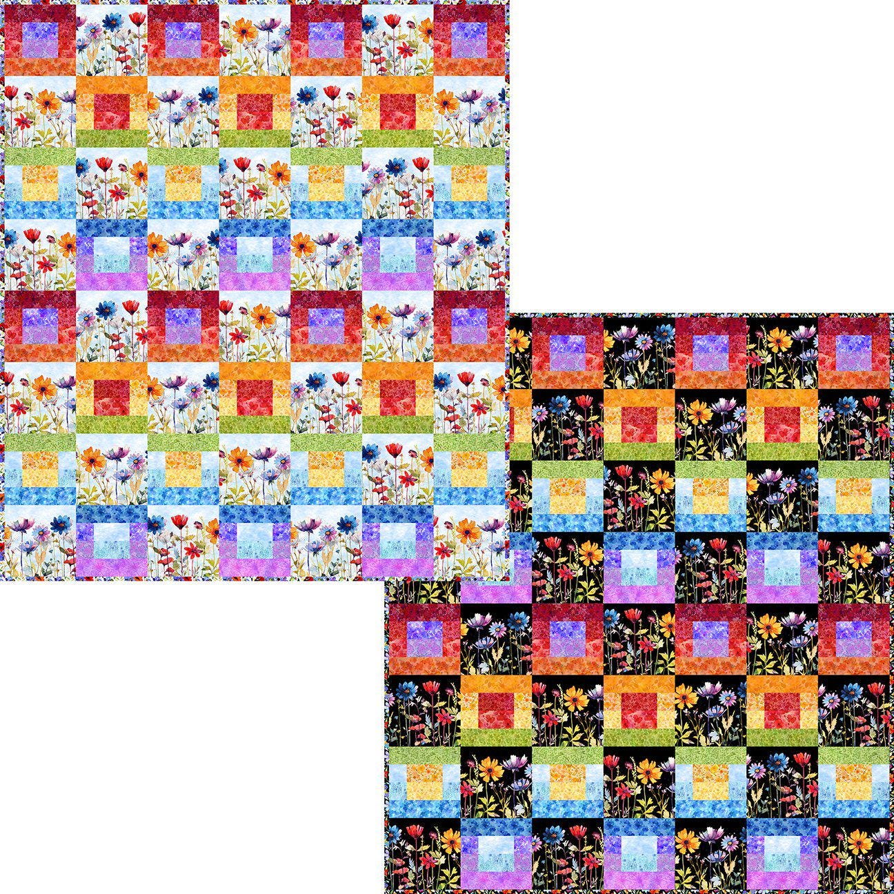 Blooming Day & Night Strip Quilt Pattern by Jason Yenter for In The Beginning  56-1/2"X64-1/2"