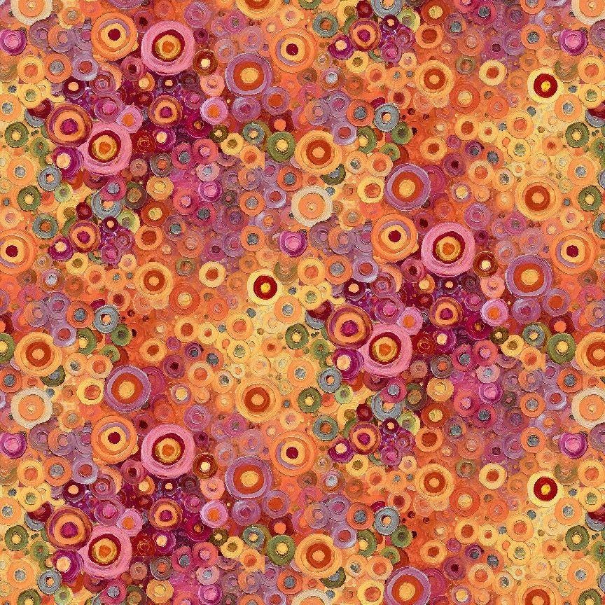 Calico Cat Circle Geo by Timeless Treasures CD4121 Orange sold by the 1/2 yd.