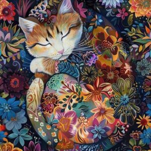 Calico Cat Panel Timeless Treasures CD4112 Black sold by the 1/2 yd.