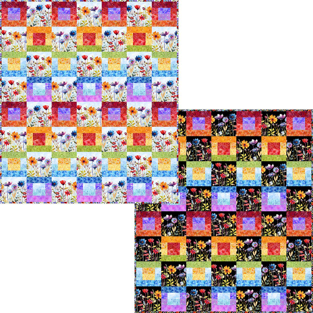 Blooming Day & Night Strip Quilt Kit by Jason Yenter for In The Beginning  56-1/2"X64-1/2"